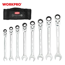Workpro WP202521 Set chei combinate cu clichet articulate Cr-V 8 buc
