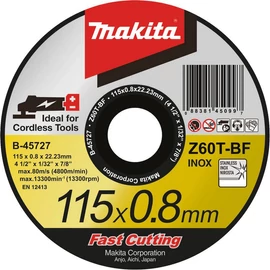 Makita  B-45733 Disc taiere inox, metal 125x0.8x22.23 mm