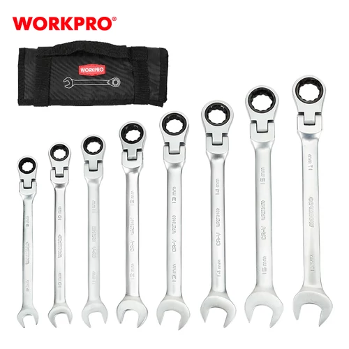 Workpro WP202521 Set chei combinate cu clichet articulate Cr-V 8 buc