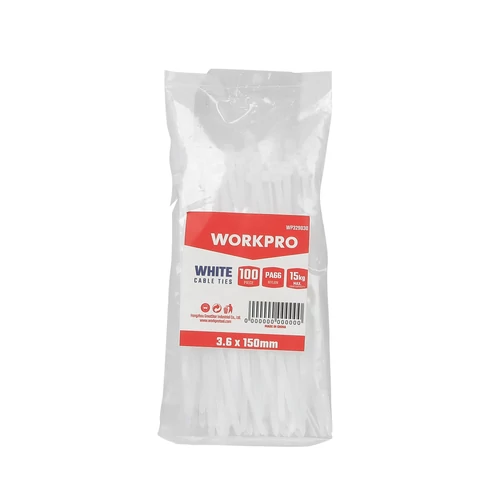 Workpro WP329030 Coliere plastic (fasete) 3,6x150mm albe