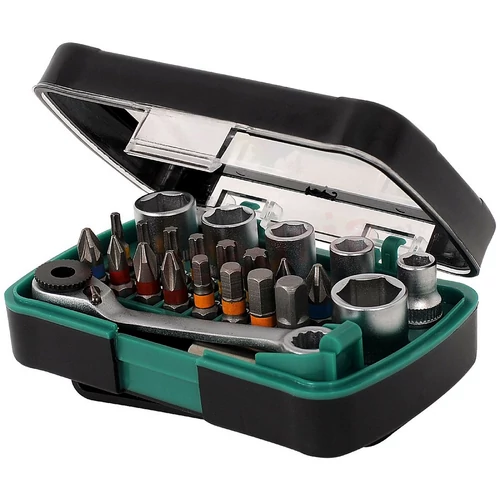 Hikoki 750362 Set mixt biti, prelungitor insurubare, cheie cu clichet, 24 piese