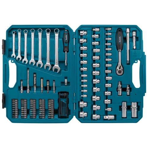 Makita E-06616  Set piese tubulare, biti si chei de mana, 120 de piese